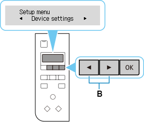 Setup menu screen: Select Device settings